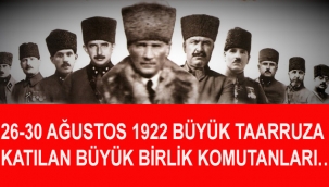 26-30 AĞUSTOS 1922 BÜYÜK TAARRUZA KATILAN BÜYÜK BİRLİK KOMUTANLARI….