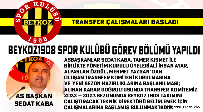 BEYKOZ1908 SPOR KULÜBÜ TRANSFER ÇALIŞMALARINA BAŞLADI