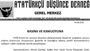 ATATÜRKÇÜ DÜŞÜNCE DERNEĞİ BASIN AÇIKLAMASI