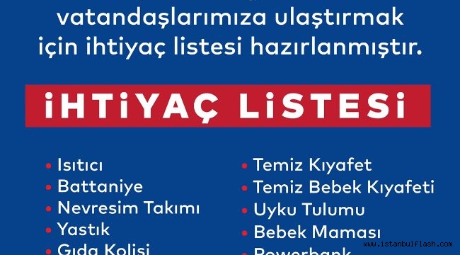 İBB AFET YARDIM KAMPANYASI BAŞLATTI