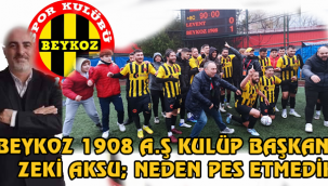 BEYKOZ 1908 SPOR KULÜBÜ BAŞKANI ZEKİ AKSU "NEDEN PES ETMEDİK