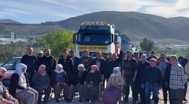 Muğla'da halk çimento fabrikasına malzeme taşıyan kamyonu durdurdu!