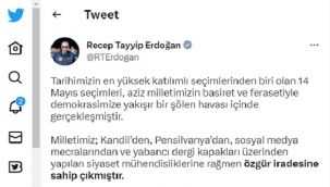 Erdoğan;14 Mayıs seçimleri, şölen havası içinde gerçekleşmiştir.