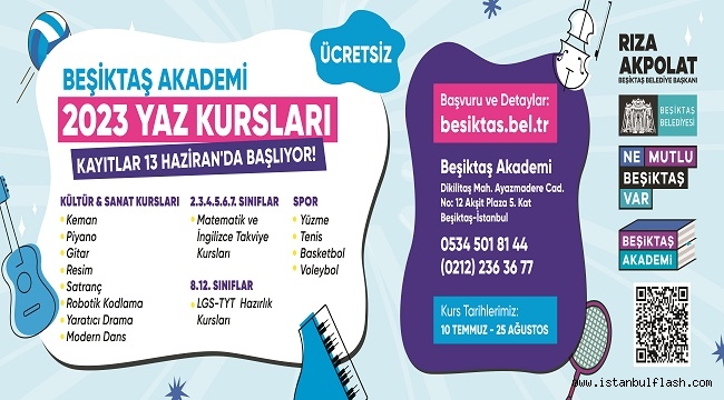 BEŞİKTAŞ AKADEMİ'DE ÜCRETSİZ YAZ KURSLARI BAŞLIYOR