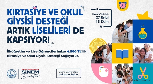 ÜSKÜDAR BELEDİYESİ'NİN ÖĞRENCİLERE KIRTASİYE VE OKUL GİYSİSİ DESTEĞİ SÜRÜYOR