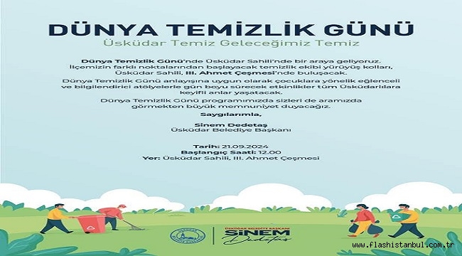 ÜSKÜDAR'DA "DÜNYA TEMİZLİK GÜNÜ" ETKİNLİKLERİ DÜZENLENECEK