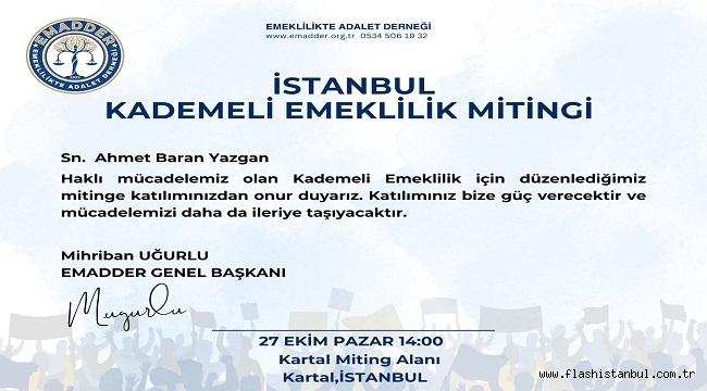 EMEKLİLİKTE ADALET DERNEĞİ'NDEN MİTİNGE ÇAĞRI