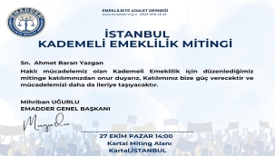 EMEKLİLİKTE ADALET DERNEĞİ'NDEN MİTİNGE ÇAĞRI