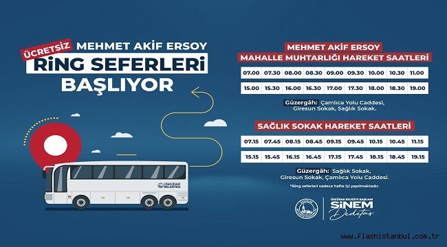 ÜSKÜDAR MEHMET AKİF ERSOY MAHALLESİ'NE RİNG SEFERLERİ BAŞLIYOR