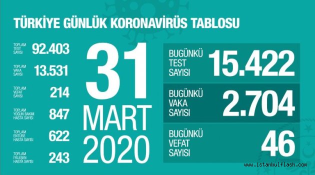 Koronavirüs'te vaka sayısı 13,531 oldu